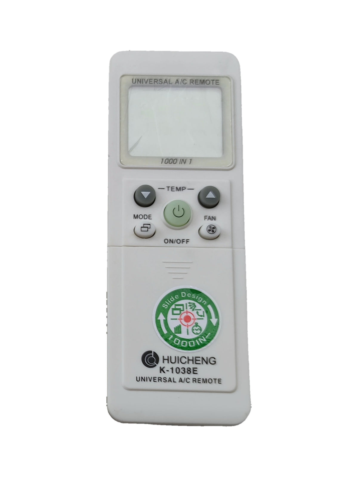 Huicheng K-1038E universele airco afstandsbediening - voorkant