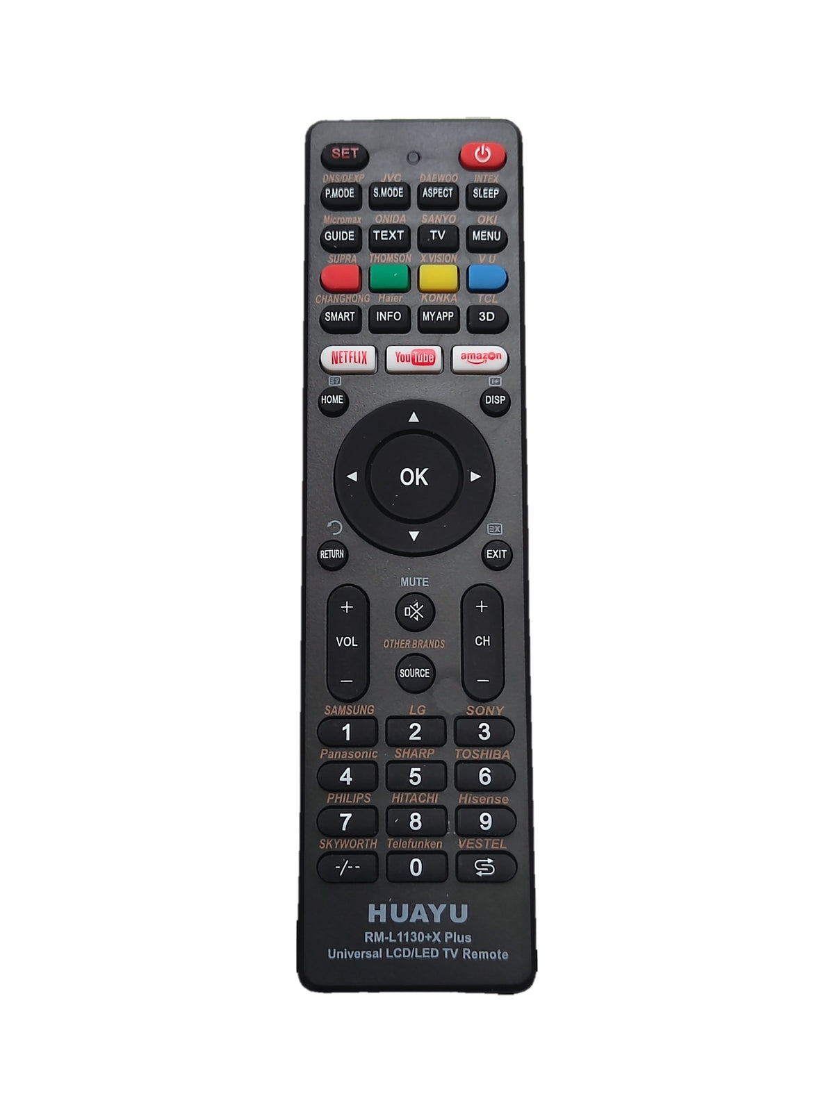 Huayu RM-L1130+X Plus universele tv afstandsbediening - voorkant